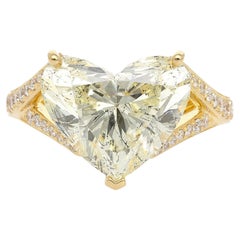 7.29 Carat Heart Cut K/I1 Natural Diamond Vintage 18k Engagement Ring
