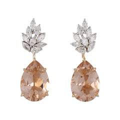 6.85 Carat Morganite Earrings with Diamonds in 18 Karat Rose Gold