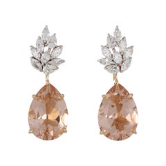 Orecchini di morganite da 6,85 carati con diamanti in oro rosa 18 carati
