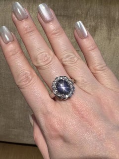 7.29 carat Natural Star Sapphire and Diamond Ring in Platinum