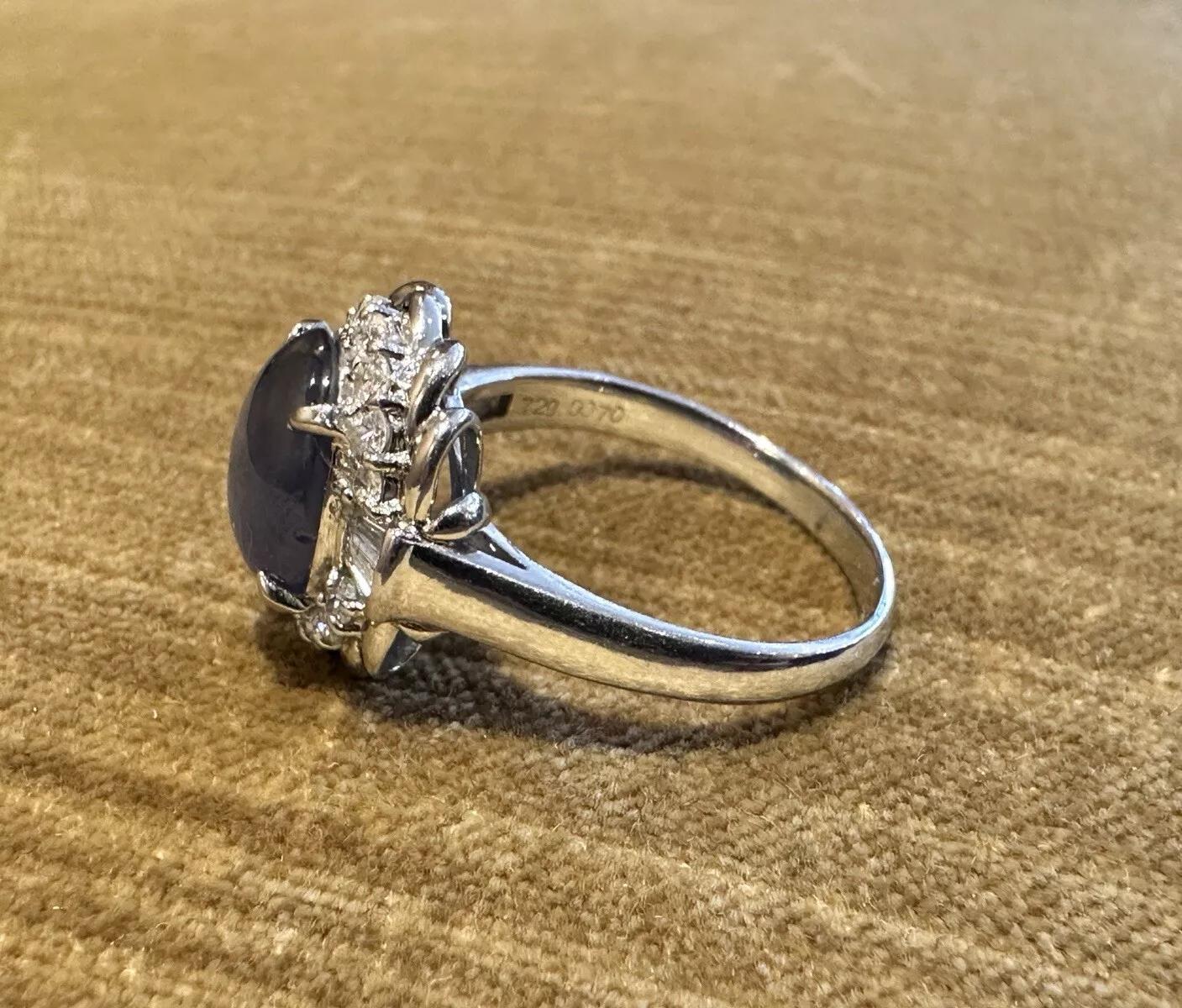 7.29 carat Natural Star Sapphire and Diamond Ring in Platinum For Sale 2