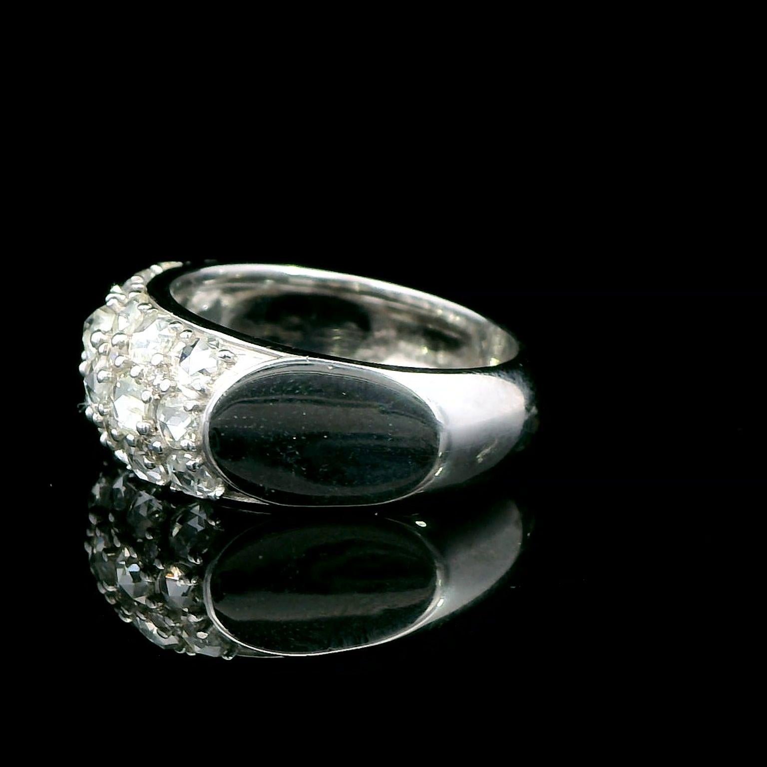 Women's 7.29 Carat Rose Cut Cluster Ring 18K Gold For Sale