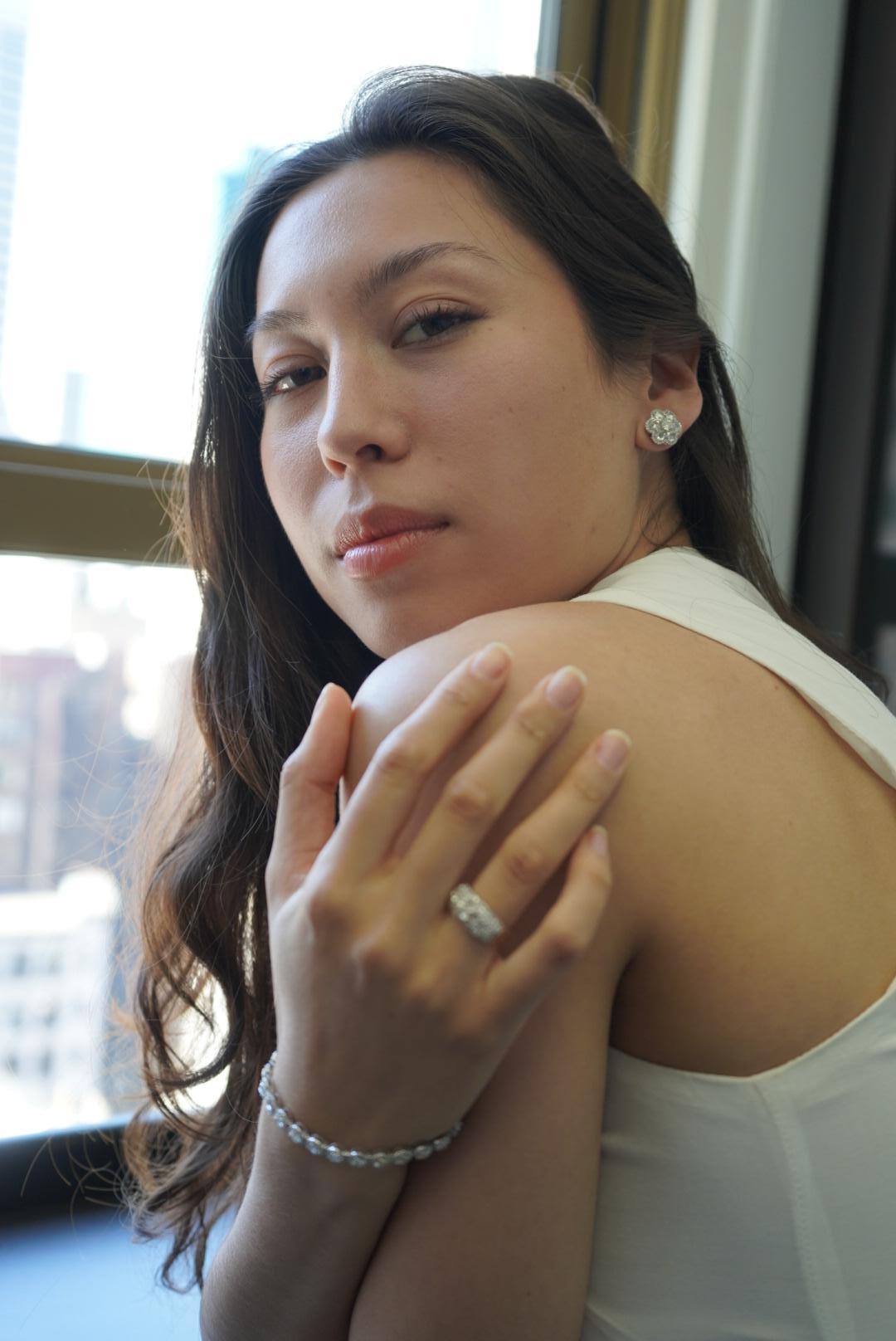 7.29 Carat Rose Cut Cluster Ring 18K Gold For Sale 1