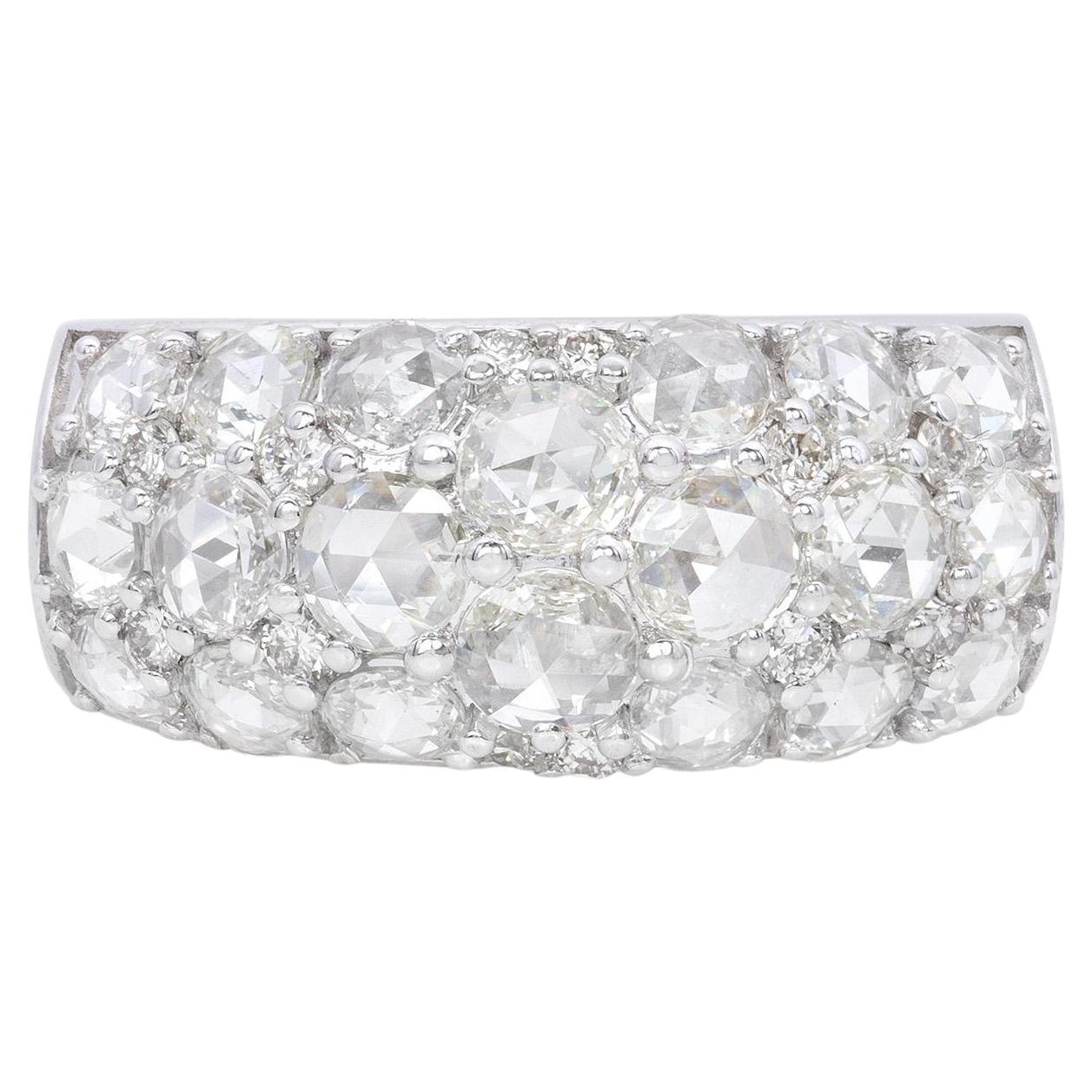 7.29 Carat Rose Cut Cluster Ring 18K Gold For Sale
