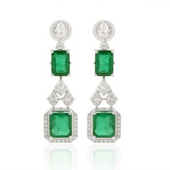 Pendientes Araña Oro 14 Kilates Esmeralda 7,29 Quilates Diamante 1,80 Quilates