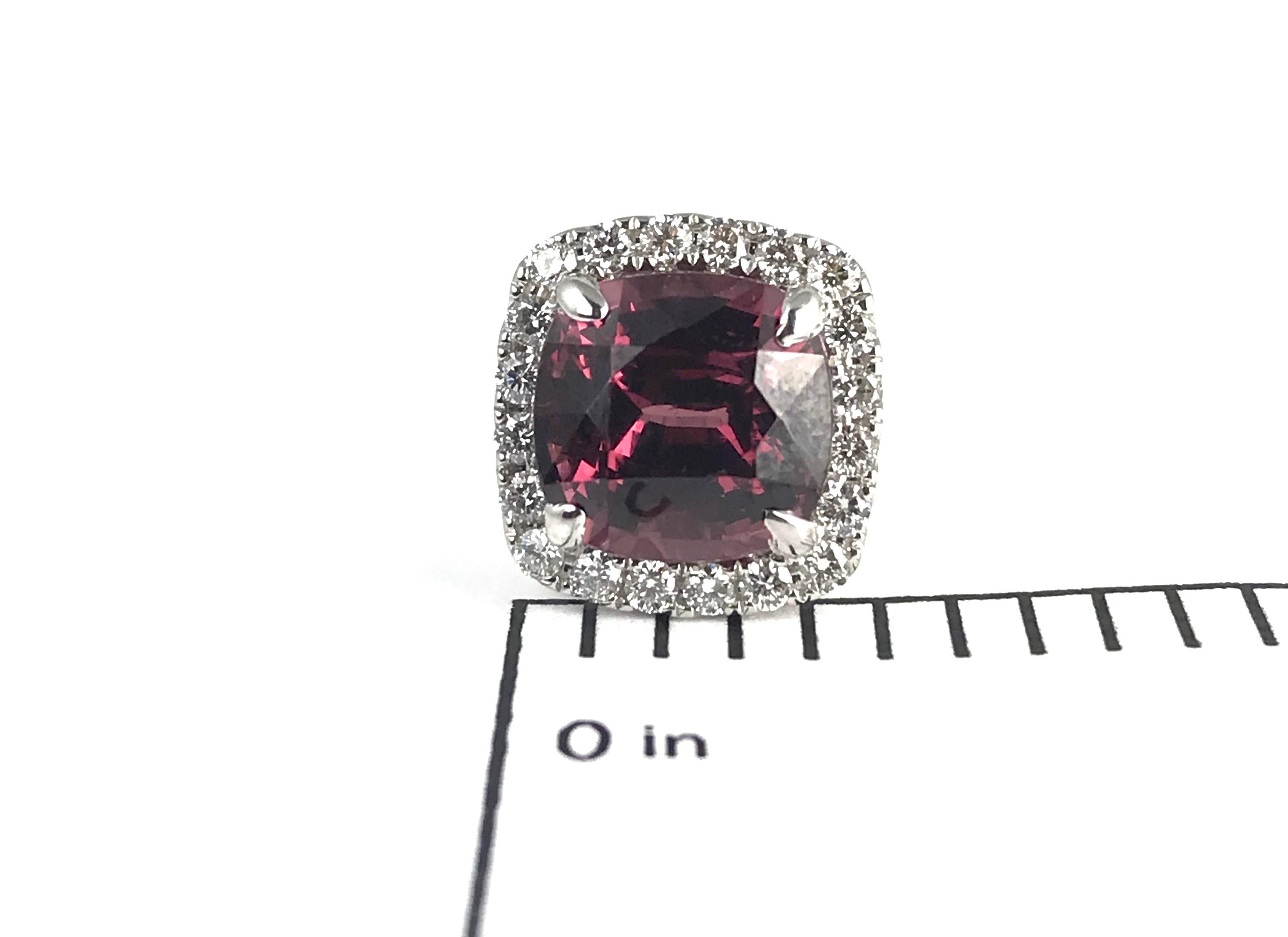 Women's 7.29 Ct Cushion Cut Garnet Earrings with Natural Diamond Halo in 18W ref1057 For Sale