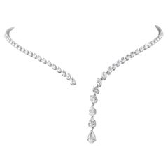 7.29 Ct Pear Natural Diamond Hinged Back Collar Necklace 14k White Gold