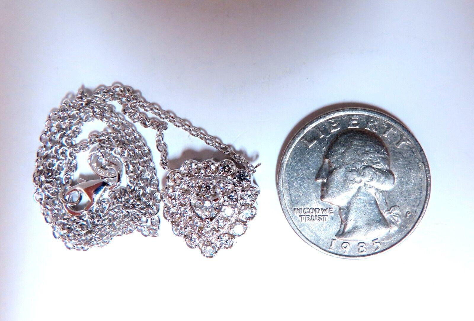 Uncut .72ct Bead Set Heart Natural Diamonds Cluster Necklace 14 Karat For Sale
