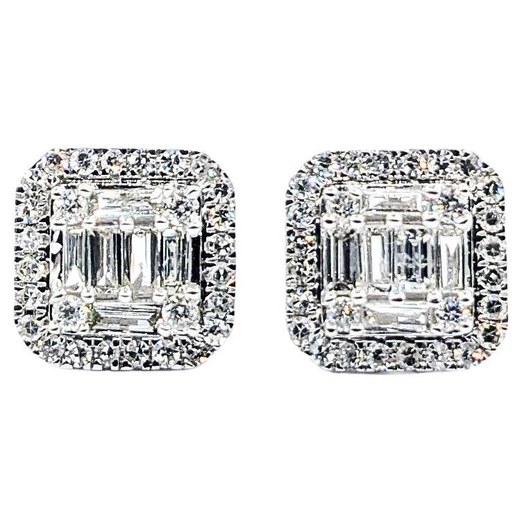 .72ctw Diamond Stud Earrings In White Gold For Sale