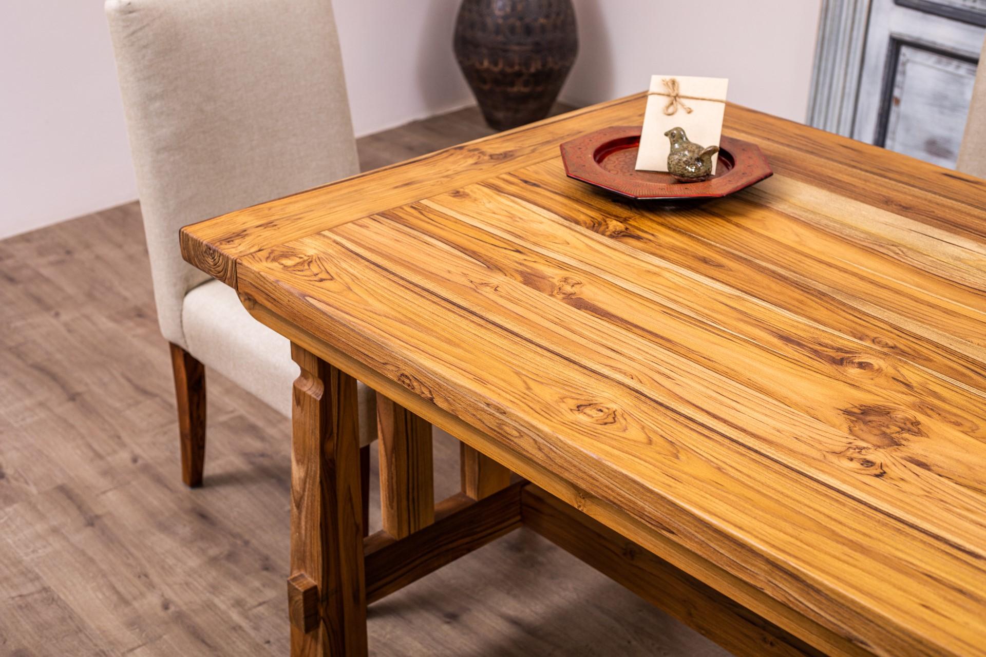 Thai 6' Solid Teak Sonora Dining Table in a Sandblasted Natural Finish For Sale