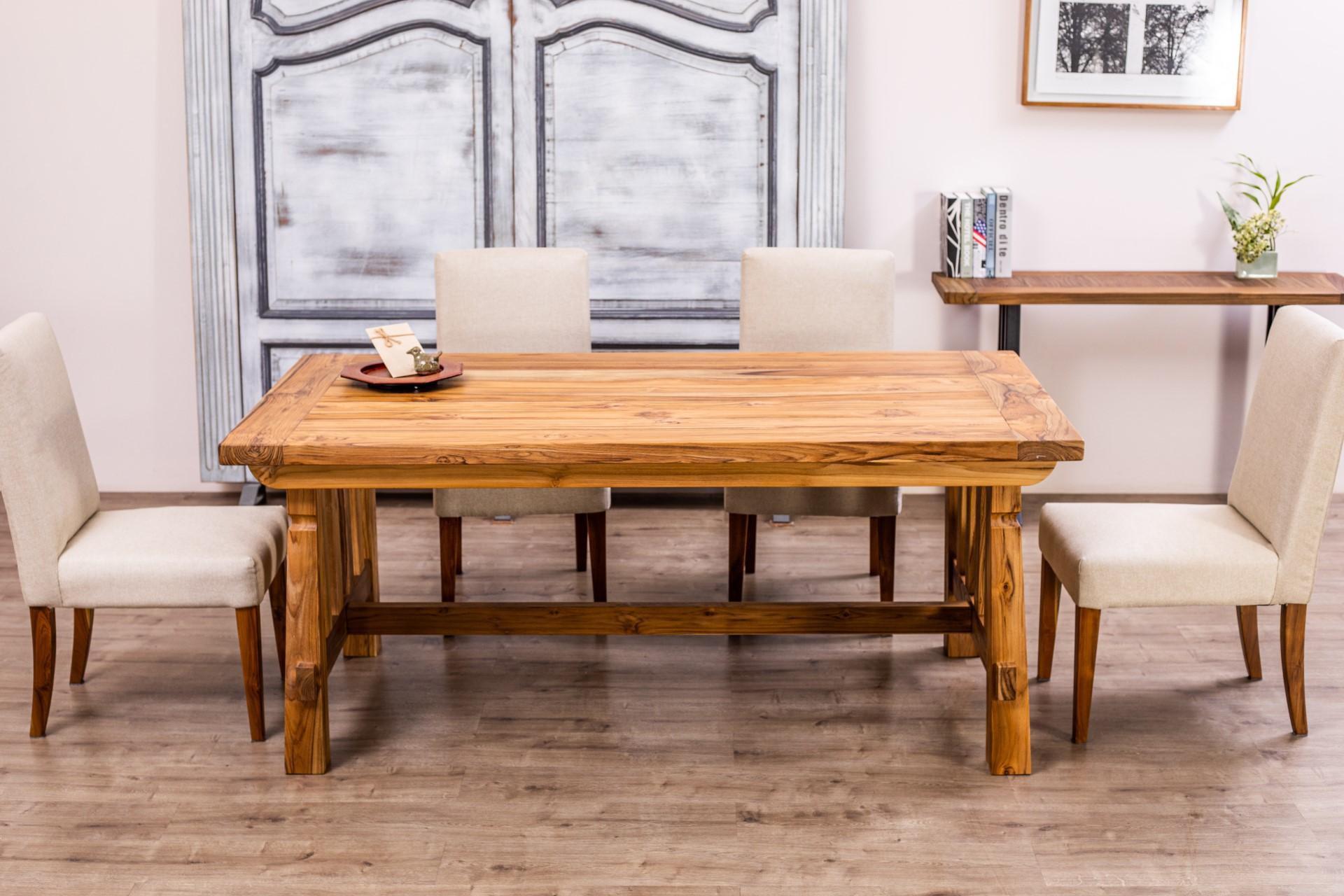 6' Solid Teak Sonora Dining Table in a Sandblasted Natural Finish In New Condition For Sale In Boulder, CO