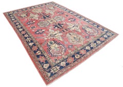7.2x10 ft Hand Knotted Tribal Large Area Rug. 100% Wool Carpet for Living Room