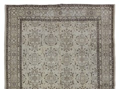 7.2x10.4 Ft Vintage Turkish Area Rug in Neutral Beige, Brown, Off White Colors.