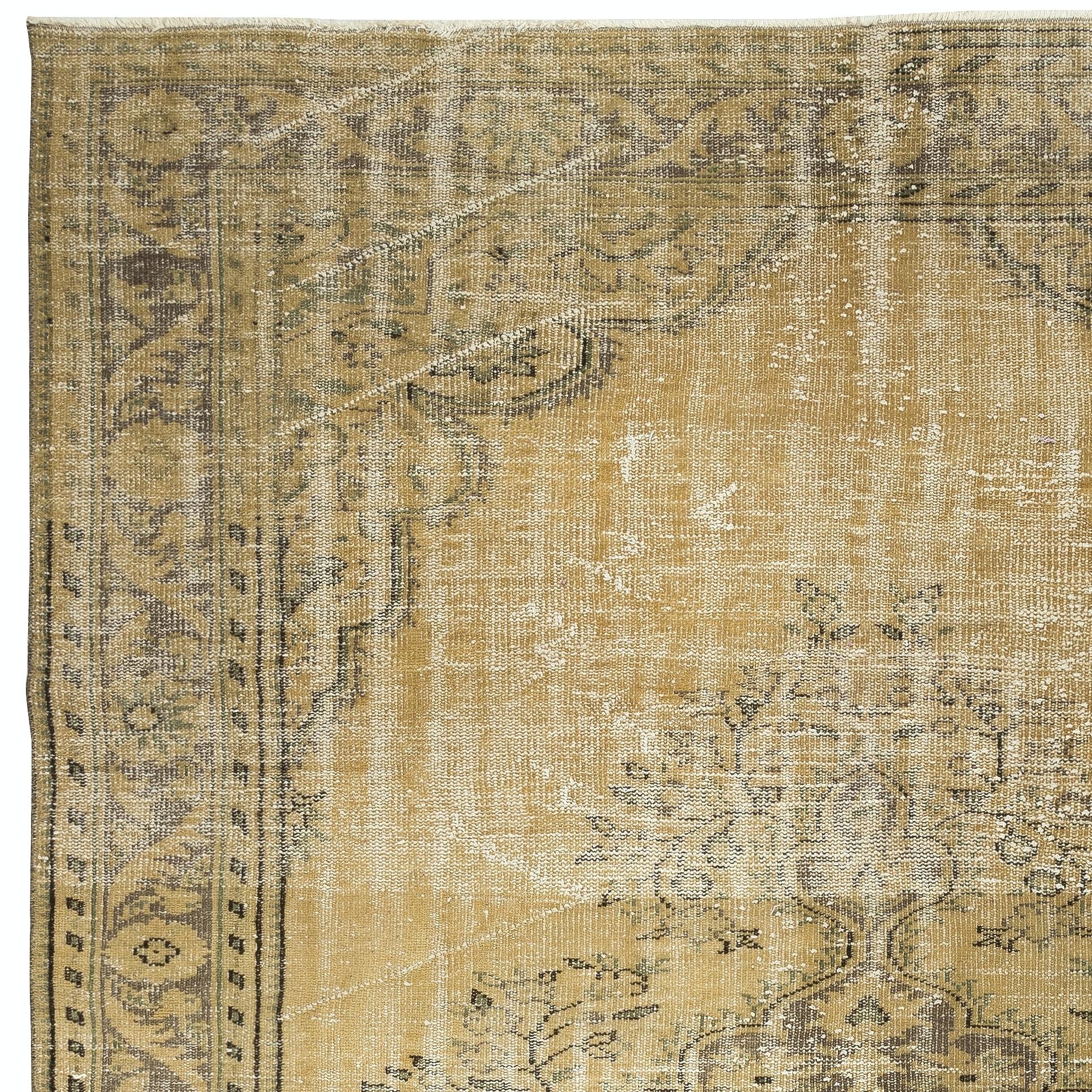 7.2x10.4 ft Handmade Art Deco Chinese Rug in Beige. Vintage Sonne verblasst Teppich (Türkisch) im Angebot