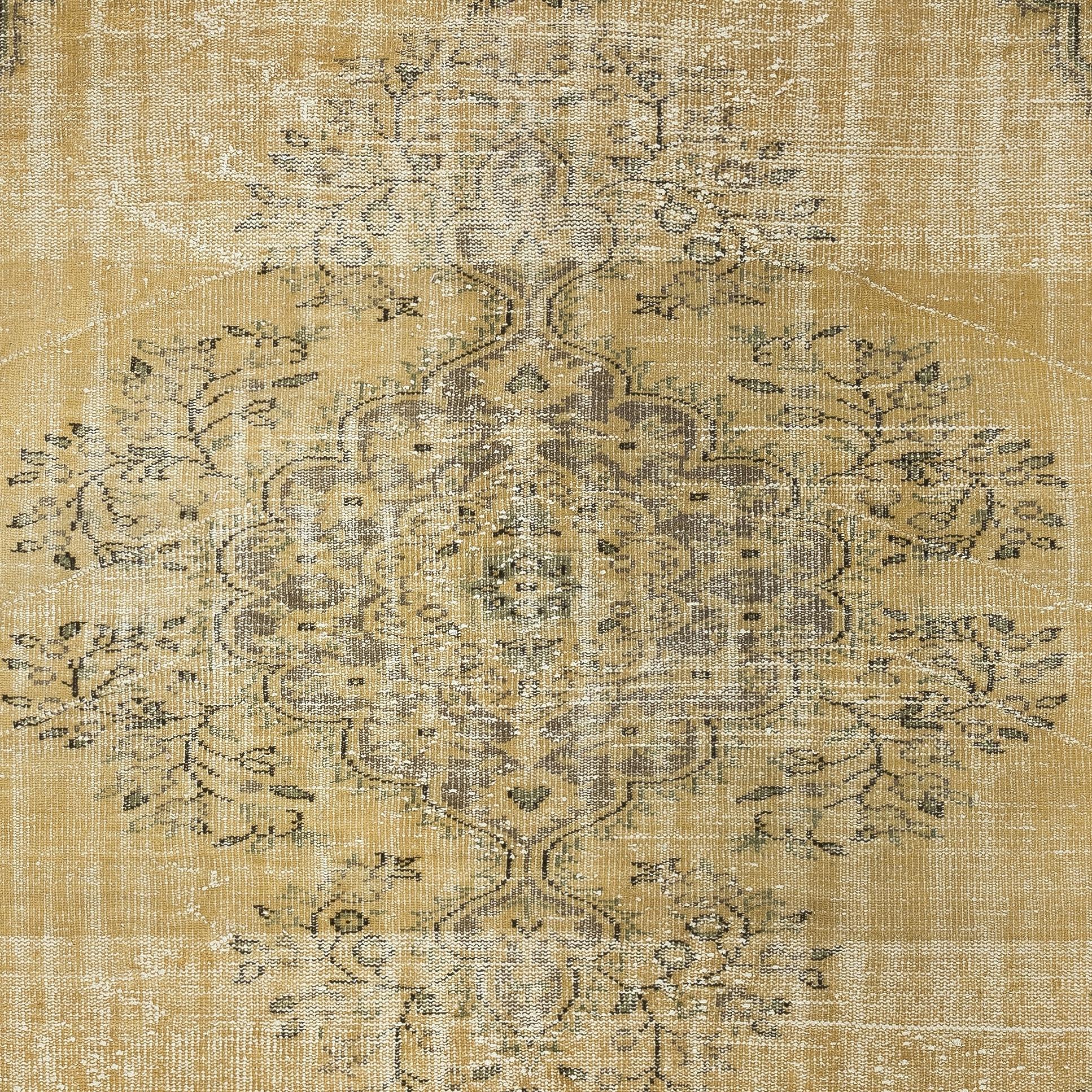 7.2x10.4 ft Handmade Art Deco Chinese Rug in Beige. Vintage Sonne verblasst Teppich (Handgewebt) im Angebot
