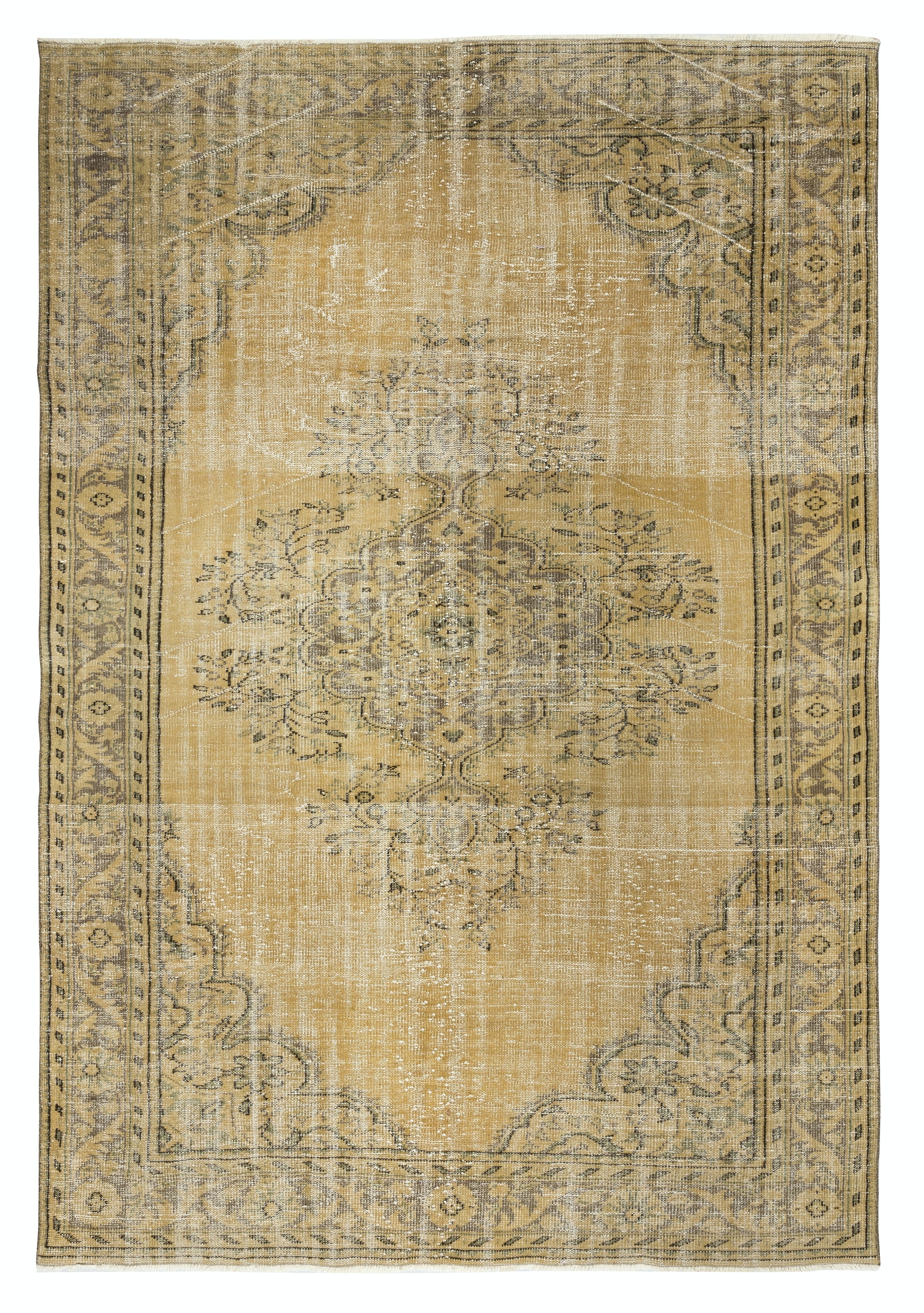 Tappeto cinese Art Deco fatto a mano 7.2x10.4 ft in beige. Tappeto vintage scolorito dal sole