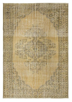 Tappeto cinese Art Deco fatto a mano 7.2x10.4 ft in beige. Tappeto vintage scolorito dal sole