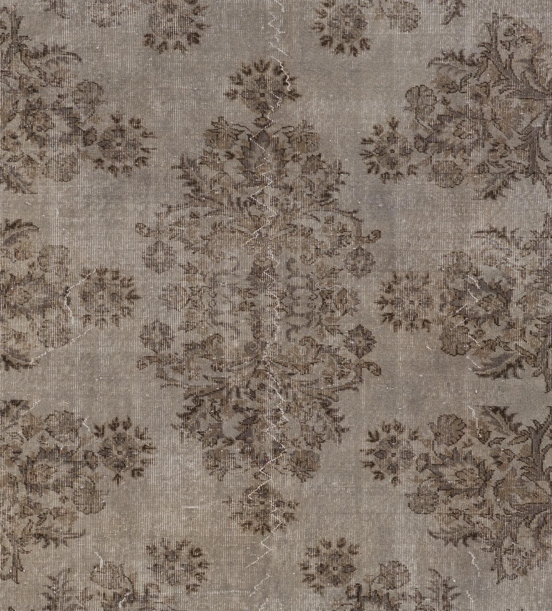 Modern 7.2x10.5 Ft Handmade Floral Garden Design Large Rug. Gray Vintage  Carpet For Sale