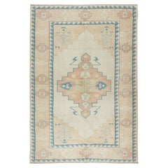 7.2x10.6 Ft Handmade Vintage Turkish Oushak Area Rug, Geometric Design Carpet