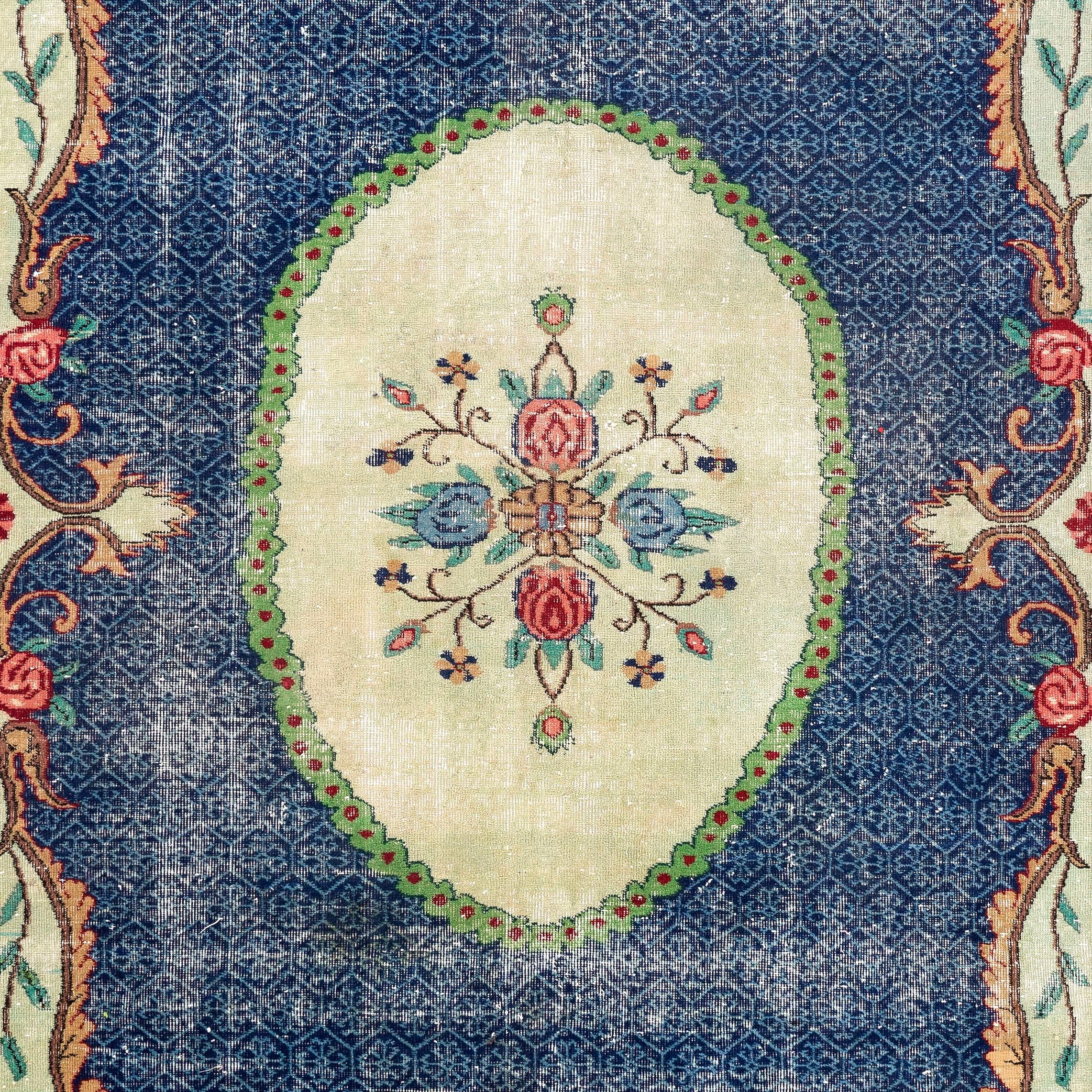 7.2x10.6 Ft Vintage Savonnerie-Teppich aus türkischer Wolle, handgefertigt (Europäisch) im Angebot