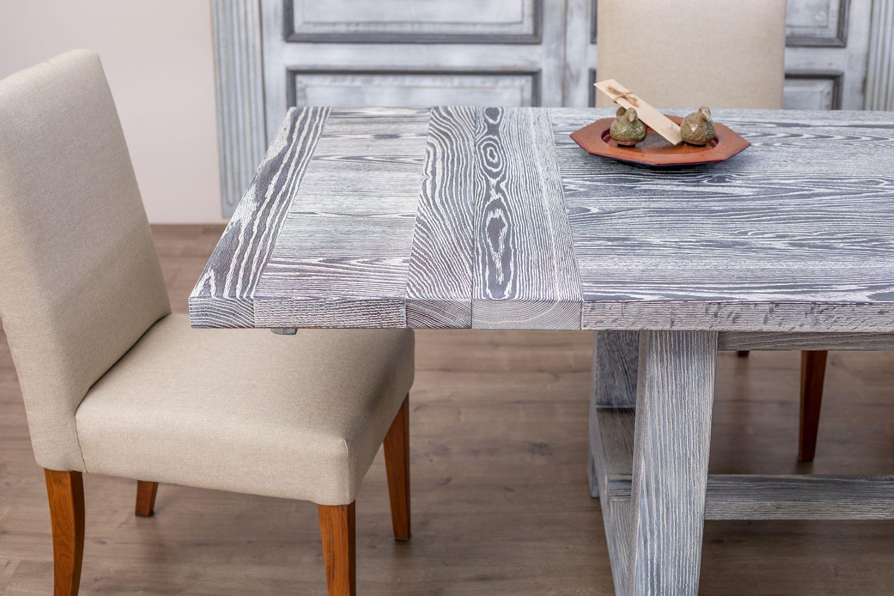 Solid Oak Extension Dining Table in Weathered Sandblasted In New Condition For Sale In Boulder, CO