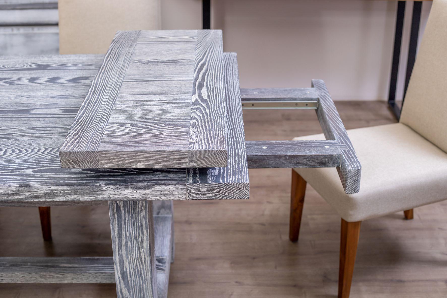 Contemporary Solid Oak Extension Dining Table in Weathered Sandblasted For Sale