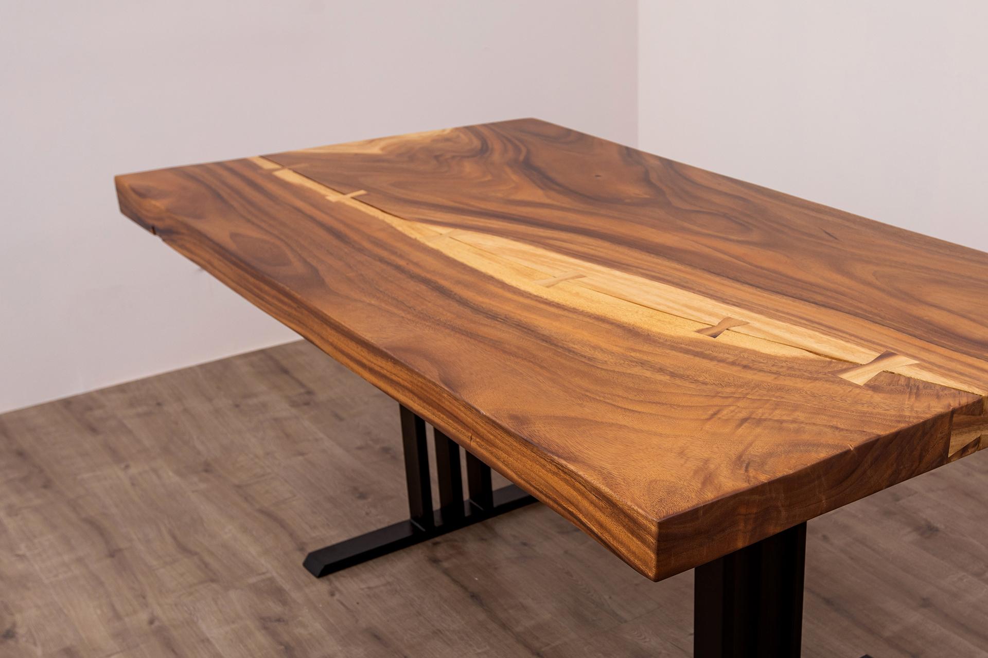 Thai Acacia Mission Limited Edition Slab Table in Smooth Natural Acacia For Sale