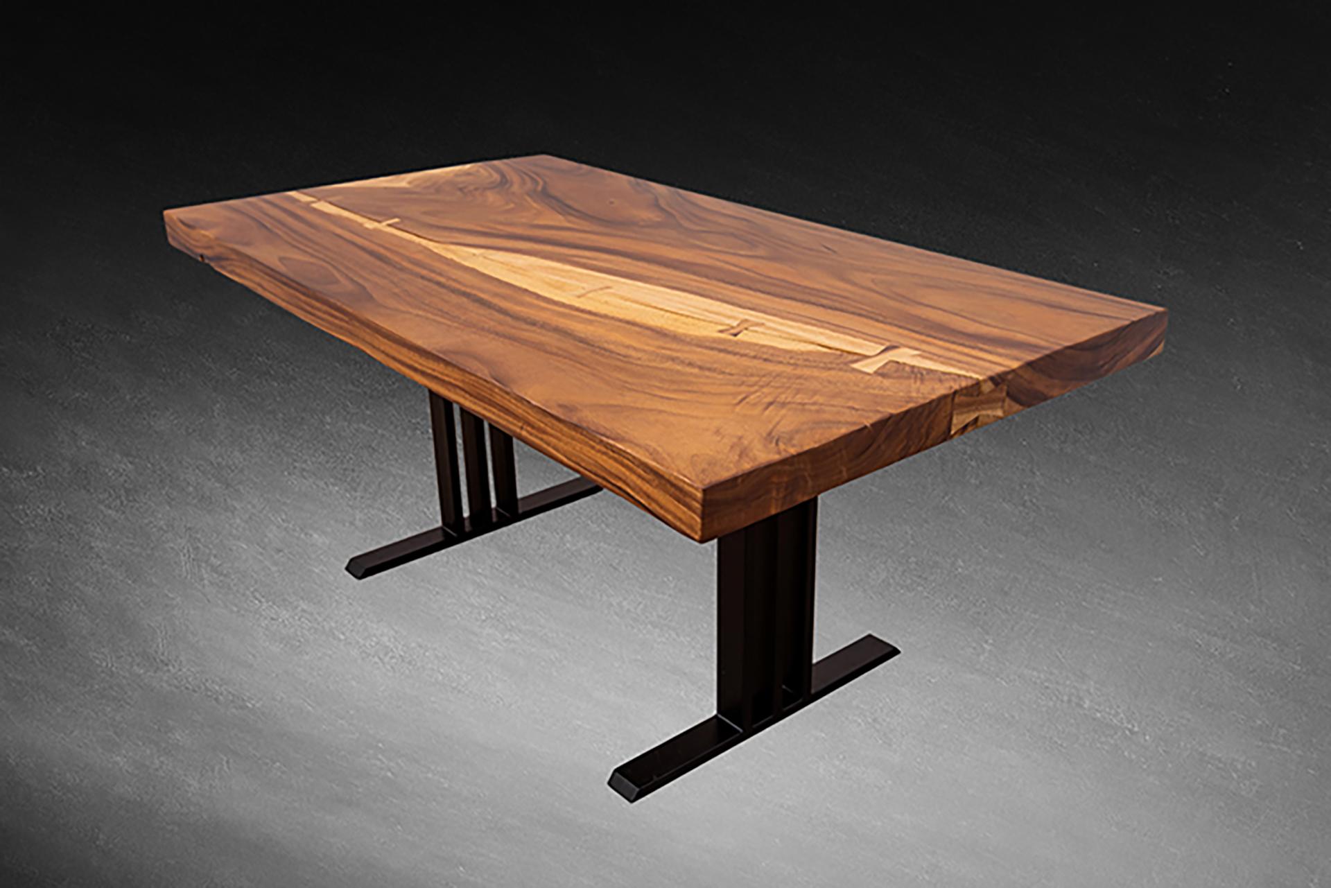 Hand-Crafted Acacia Mission Limited Edition Slab Table in Smooth Natural Acacia For Sale