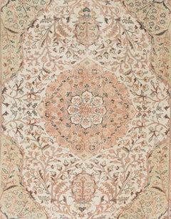 7.2x9.4 Ft One of a Kind Hand-knotted Fine Vintage Ladik Wool Rug in Soft Colors