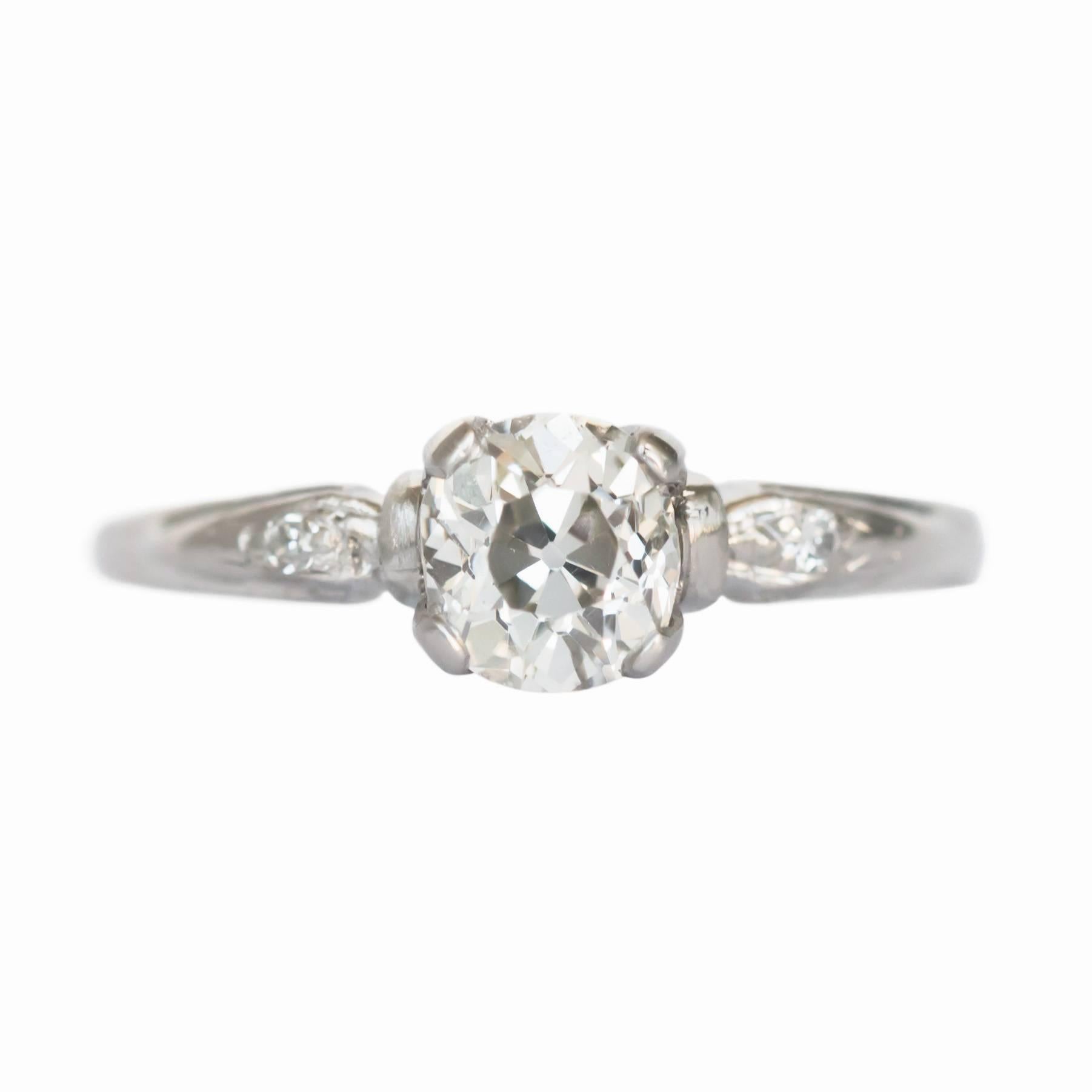 .73 Carat and .06 Carat Total Weight Platinum Engagement Ring For Sale