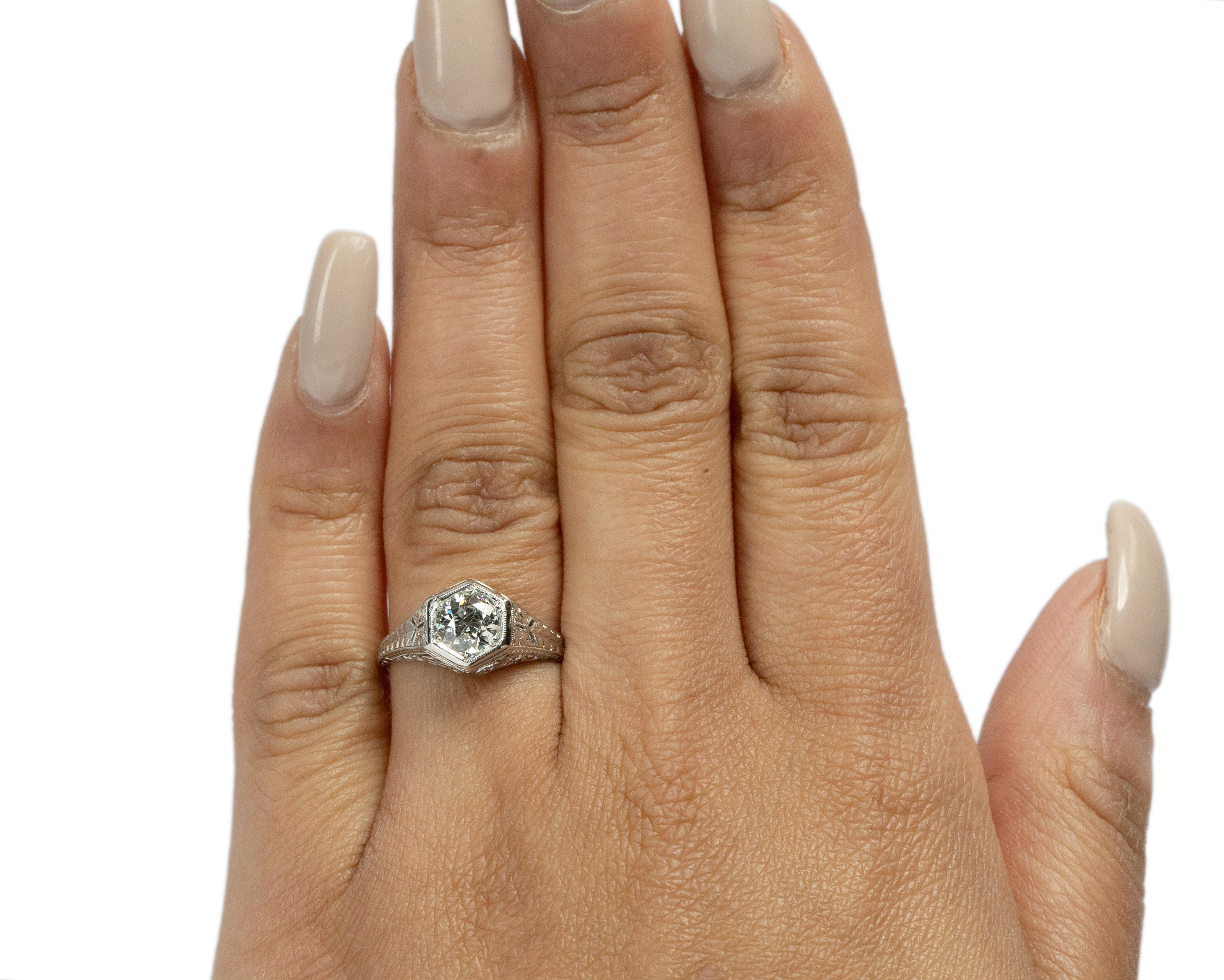 Women's .73 Carat Art Deco Diamond Platinum Engagement Ring For Sale