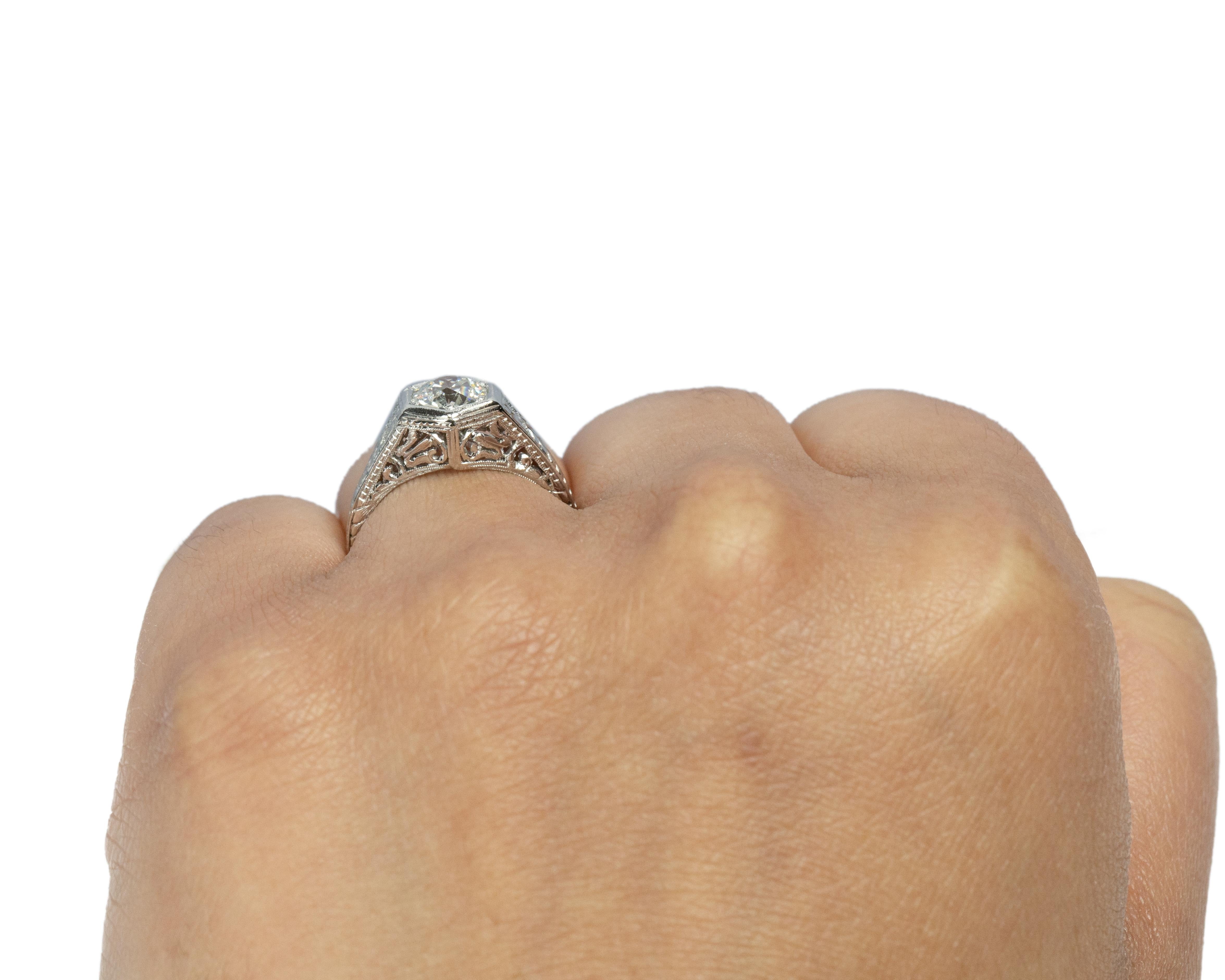 Donna Anello di fidanzamento in platino con diamante Art Deco da .73 carati in vendita