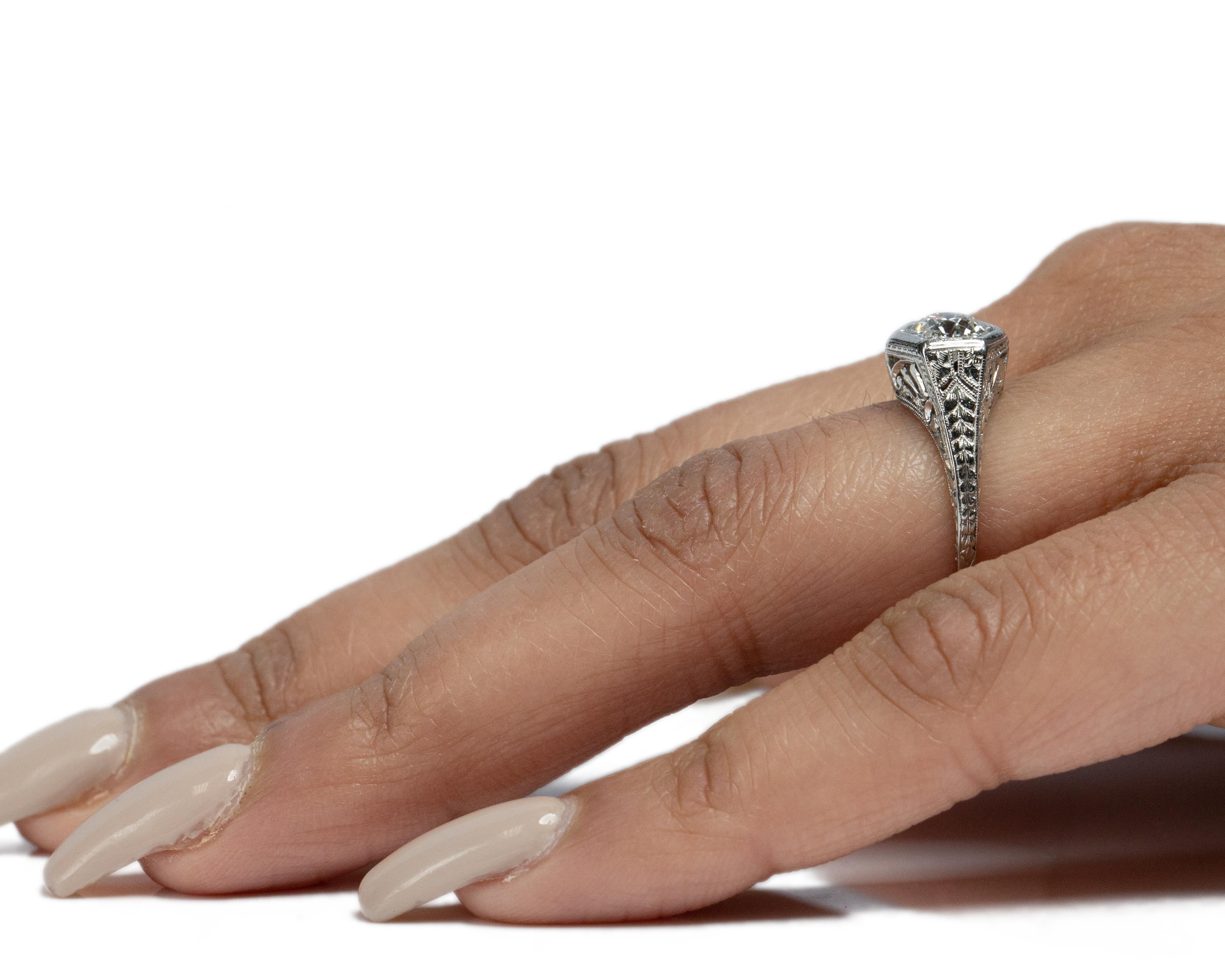 .73 Carat Art Deco Diamond Platinum Engagement Ring For Sale 2