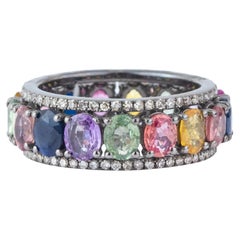 7.3 Karat Diamant und Multi Saphir Eternity-Ring