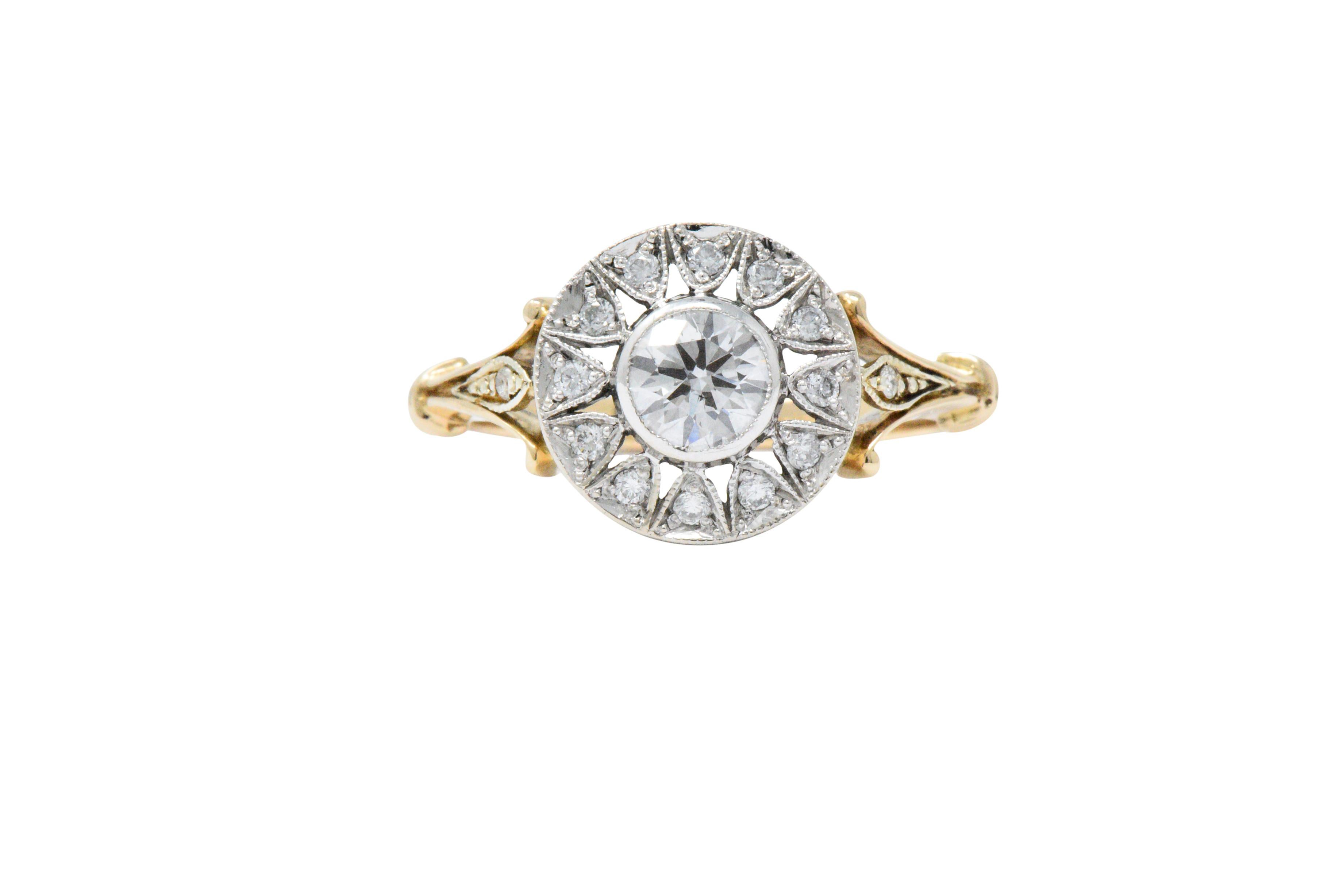 Retro .73 Carat Diamond Platinum-Topped 14 Karat Gold Engagement Ring Circa 1950