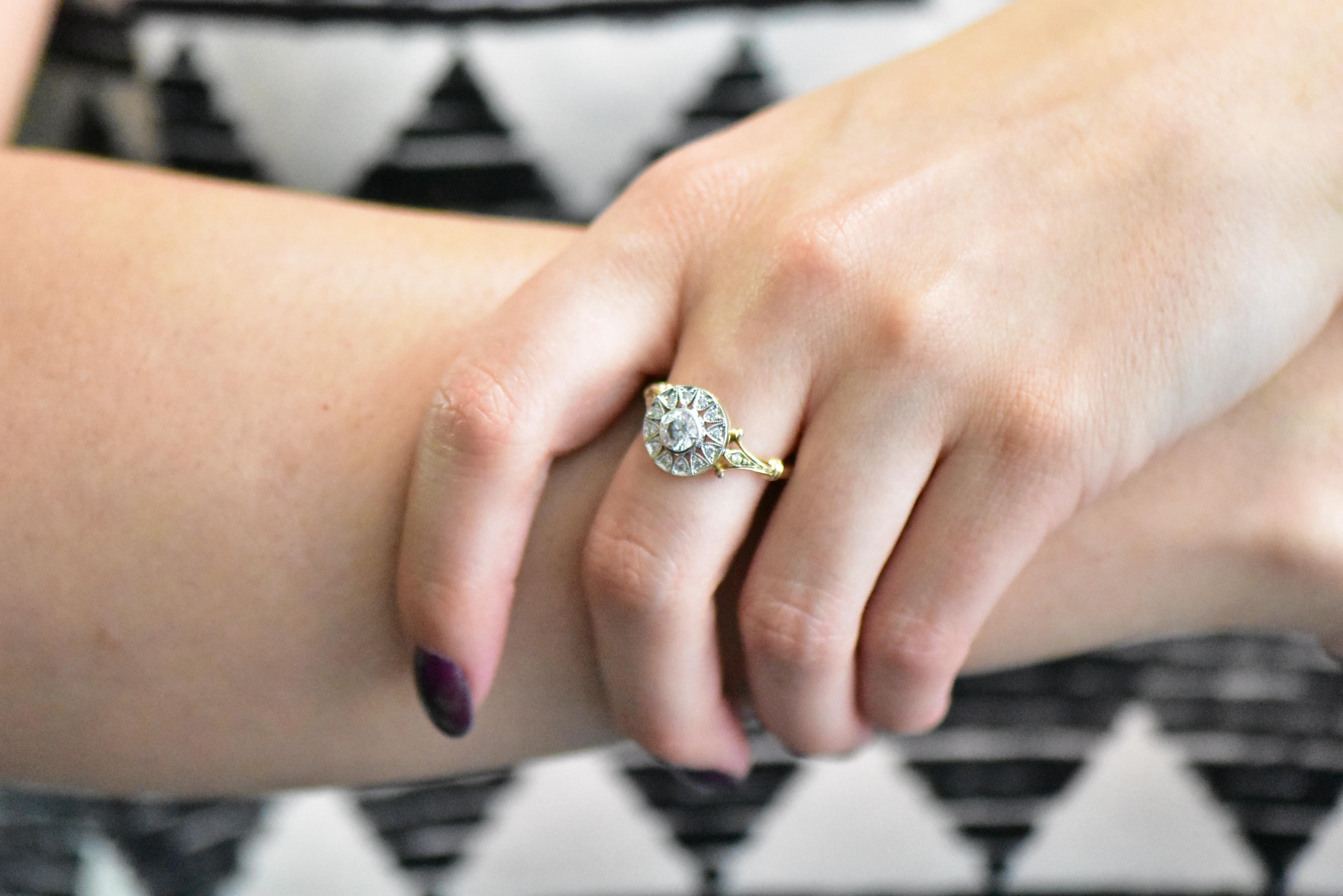 .73 Carat Diamond Platinum-Topped 14 Karat Gold Engagement Ring Circa 1950 In Excellent Condition In Philadelphia, PA