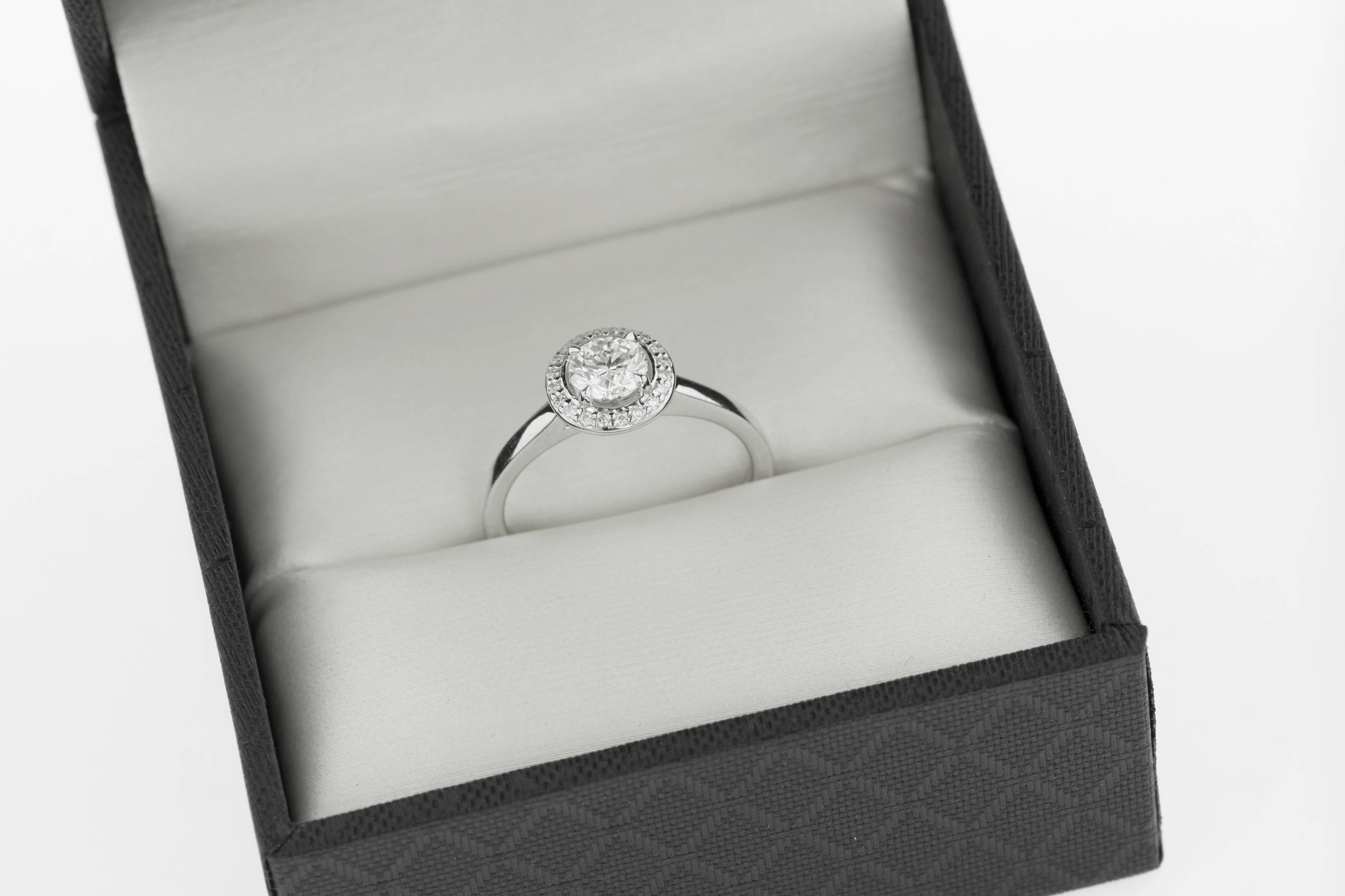 Contemporary .73 Carat Diamond Engagement Ring 14 Karat White Gold
