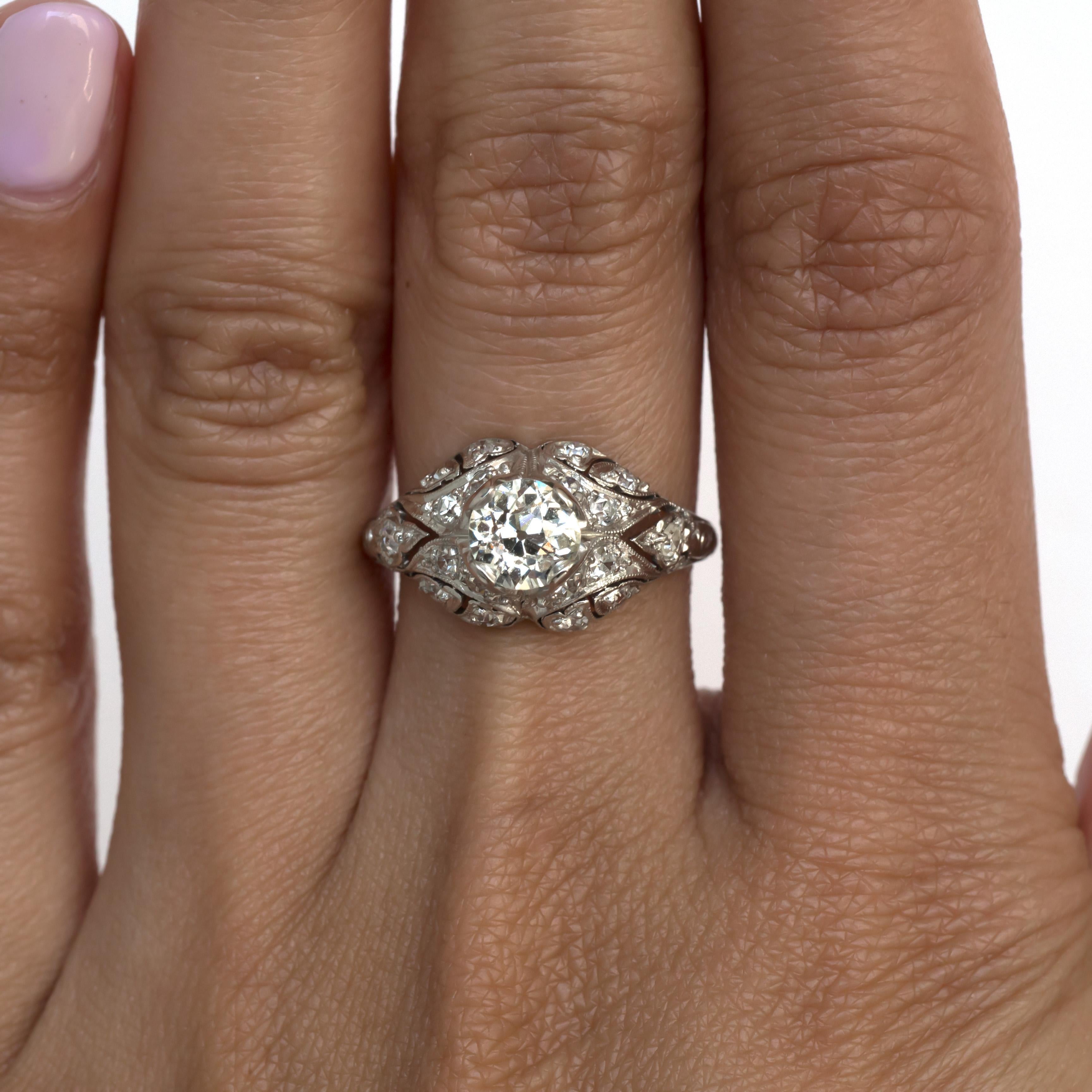 Edwardian .73 Carat Diamond Platinum Engagement Ring For Sale