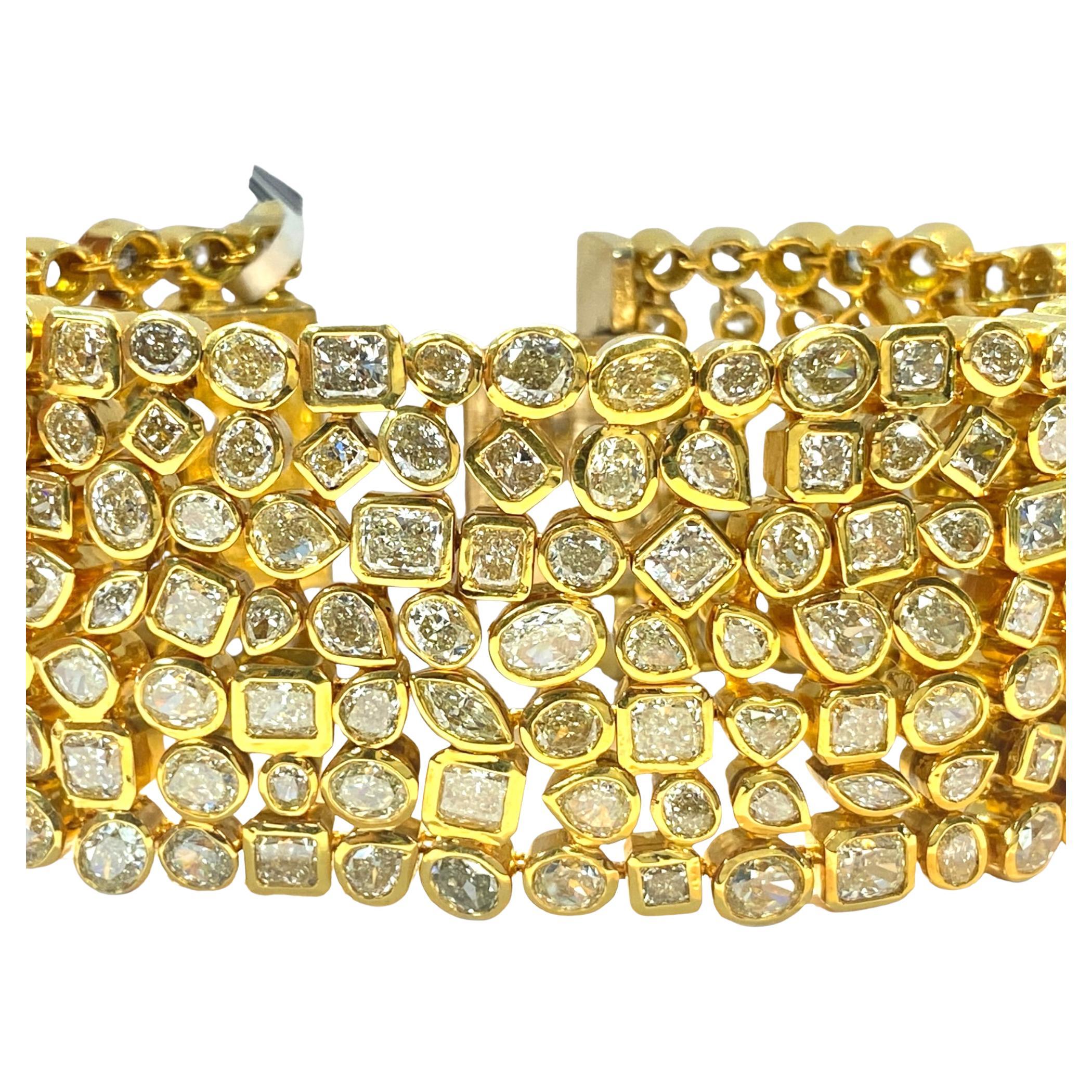 73 Carat Fancy Yellow Diamond 18K Yellow Gold Bracelet