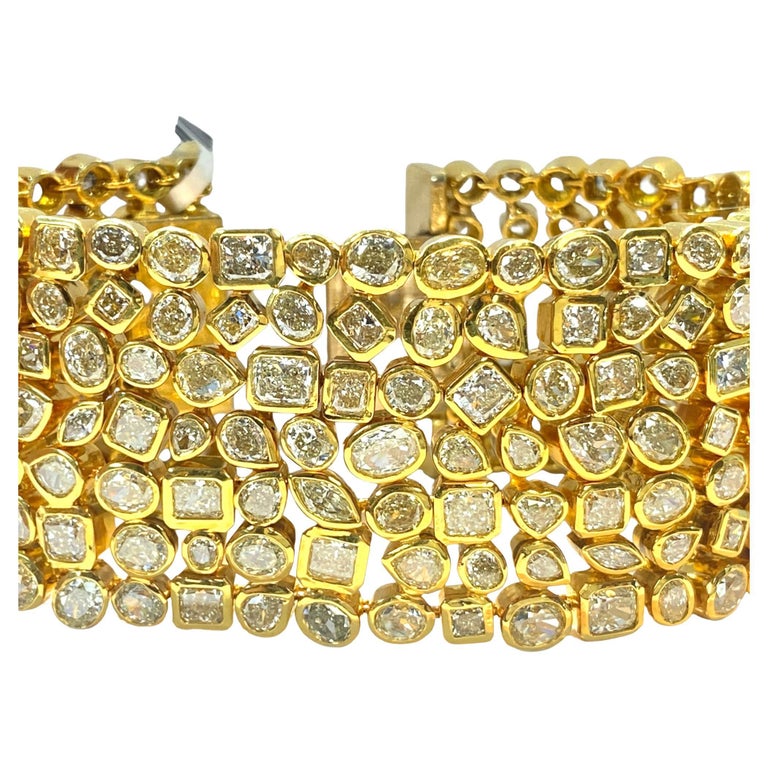 73 Carat Fancy Yellow Diamond 18K Yellow Gold Bracelet For Sale