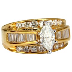 .73 Carat Natural Marquise Diamond Raised Cathedral Ring 14 Karat