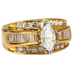 .73 Carat Natural Marquise Diamond Raised Cathedral Ring 14 Karat*