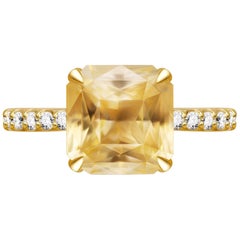 4 carat yellow sapphire ring 4, 57 Carat Natural Untreated Yellow Sapphire Diamonds 18 Karat Yellow Gold Ring