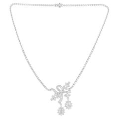 7,3 Carati SI Charity HI Color Diamante Fiore Collana Choker Oro Bianco 18 Carati