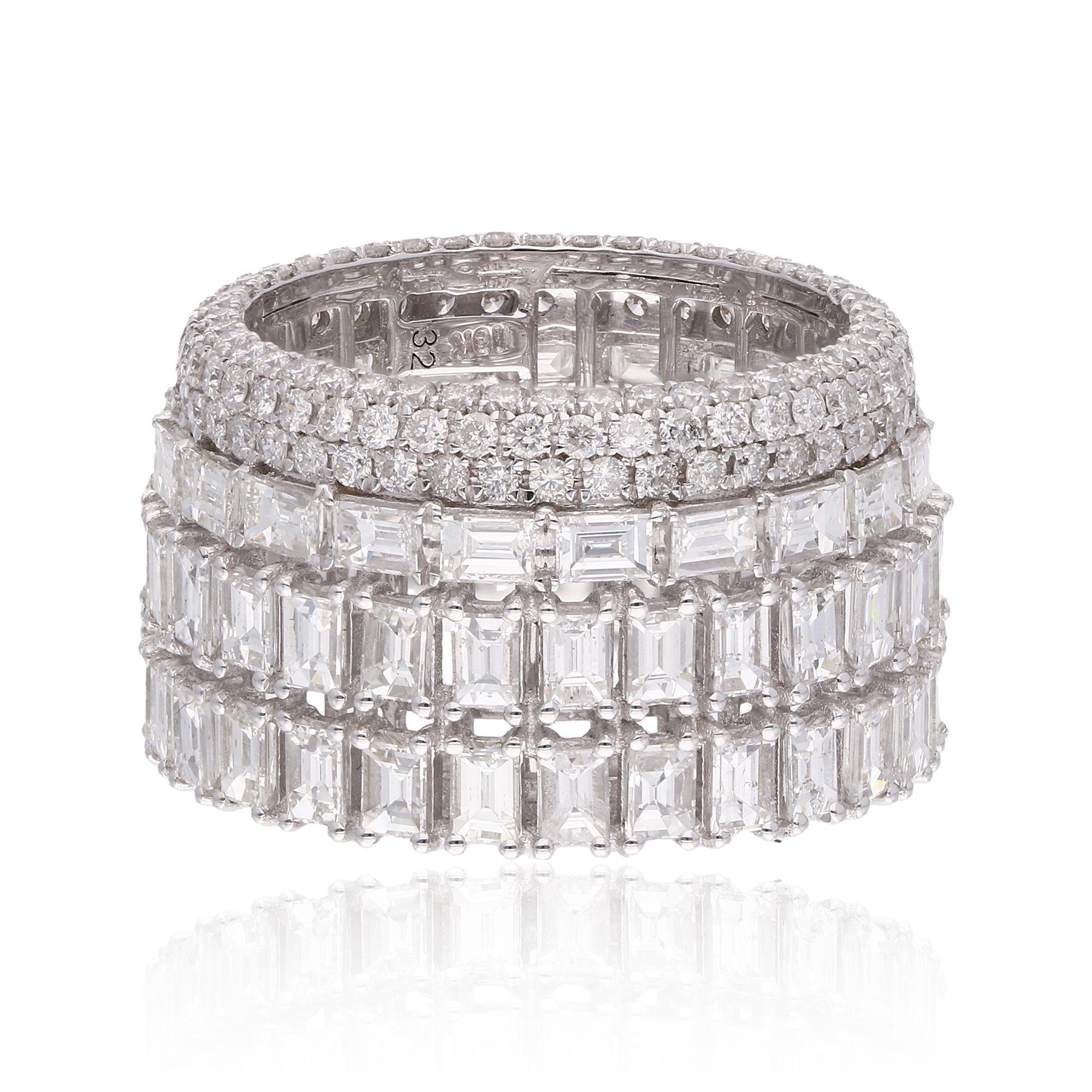 En vente :  Bague en or blanc 18 carats avec diamant taille émeraude ronde de 7,3 carats de pureté SI 2