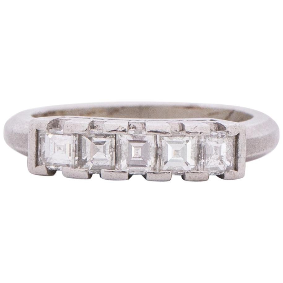 .73 Carat Total Weight Art Deco Diamond Platinum Engagement Ring