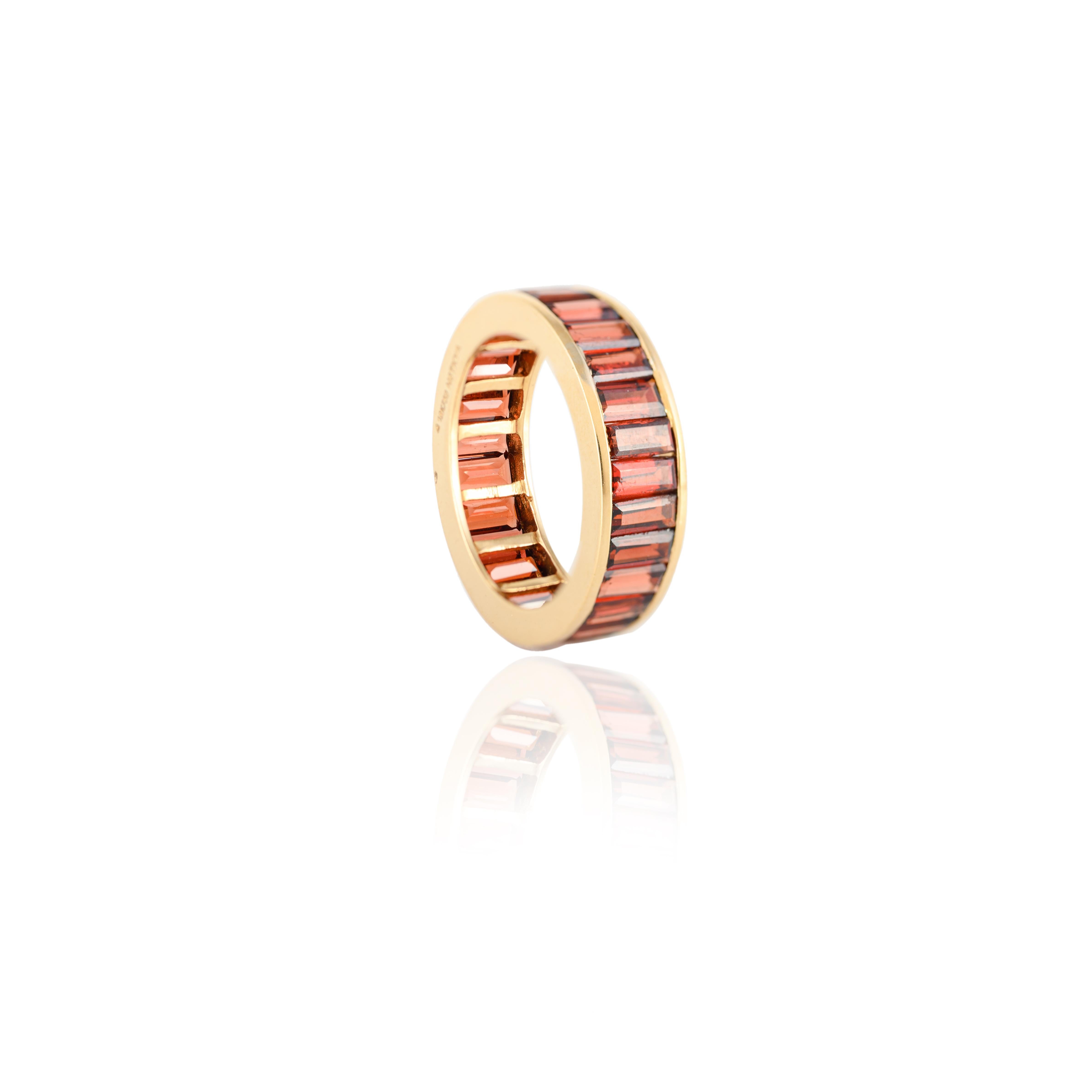 For Sale:  7.3 CT Garnet Gemstone Stacking Eternity Band Ring 18k Solid Yellow Gold 3