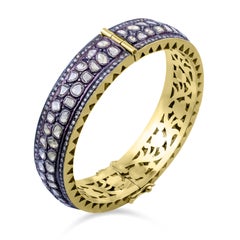 7.3 Carati T.W. Bracciale con diamanti in oro 10k e argento rodiato nero