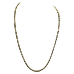 7.30 Carat Brilliant Cut Diamond Tennis Necklace 14 Karat yellow Gold 18''