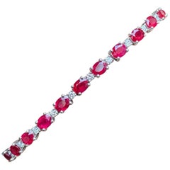 7.30 Carat Burma Rubies Diamond Tennis Bracelet